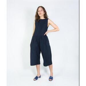 Ilana Kohn Samet Indigo Linen Cotton Denim Jumpsuit Romper Size Small